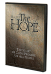 DVD cover titled "The Hope: The Story of God's Promise for All People" on a stone background.